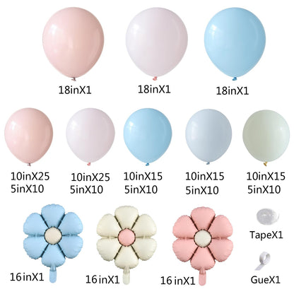 Spring Wildflowers Balloon Arch Kit 153Pcs Pastel Pink Blue Balloon Garland Kit, Daisy Flower Foil Balloons for Birthday Baby in Bloom Baby Shower Bridal Shower Wedding Wild One Party Decorations