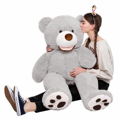 MorisMos Smile Giant Teddy Bear, 51inch Large Stuffed Bears with Big Footprints, Big Stuffed Animals Cuddly Plush Gifts for Girlfriends, Boyfriend, Dark Brown