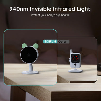 BOIFUN Split Screen Video Baby Monitor WiFi, 2 Cameras, Smartphone APP Control & LCD Monitor, AI Motion & Sound Detection, 4.3'' 4X Zoom, 1080P Smart (Monitor para Bebe), Area Alarm, Video Recording