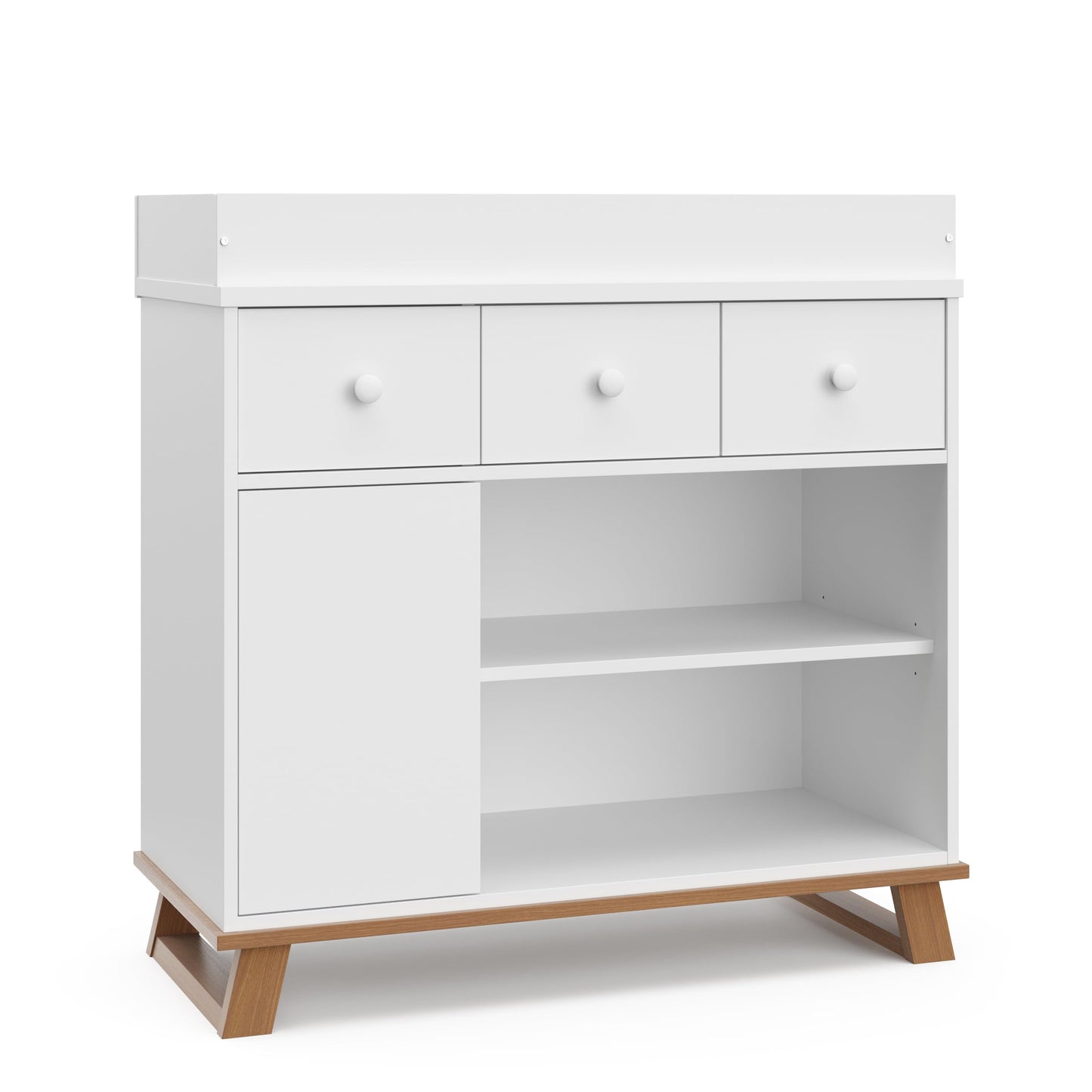 Storkcraft Modern Nursery Changing Table Dresser (White with White) – GREENGUARD Gold Certified, Dresser for Nursery, Changing Table With Drawers
