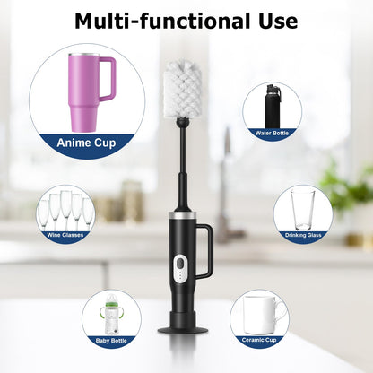 4 in 1 Electric Bottle Brush Cleaner, Creative Bottle Brush Kit for Botter Cleaning, 360° Efficient Cleaning, Baby Bottle Cleaner Brush for Baby Bottle with Straw Brush, Travel Bottle Brush Set