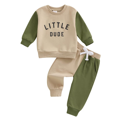 Toddler Baby Boy Fall Clothes Letter Print Long Sleeve Sweatshirt Elastic Pants Cute Kids Winter Outfits