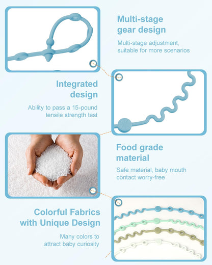 Toy Straps for Baby, 5pcs Adjustable Toy Holder for Stroller Accessories, Silicone Baby Tether Pacifier Clip, No Throw Baby Travel Essential Leash for High Chair, Car Seat (Gril-5 Pack)