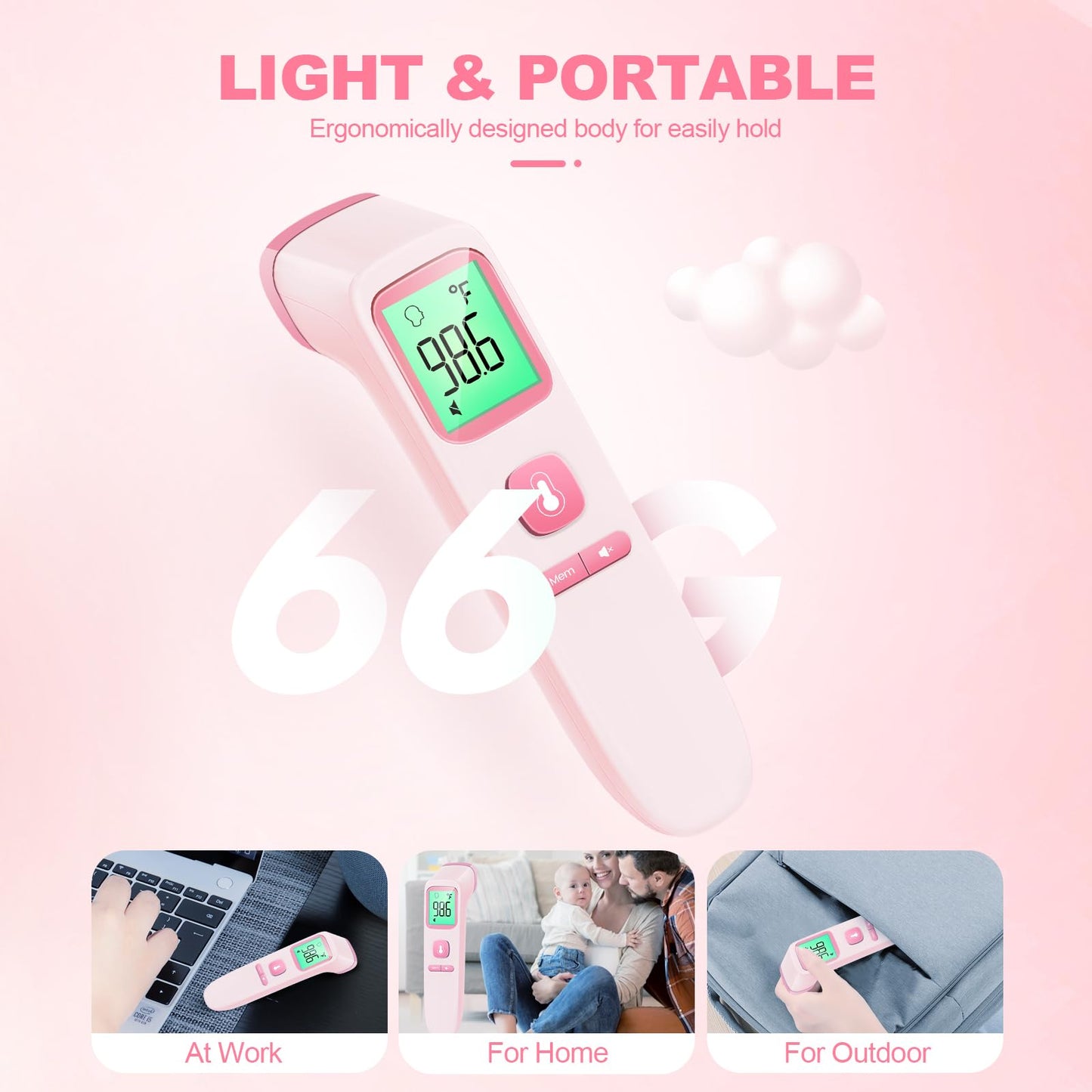 No-Touch Thermometer for Adults and Kids, Accurate Digital Baby Thermometer, FSA HSA Eligible, Fever Alarm & Silent Mode, 2 in 1 Forehead & Object Mode