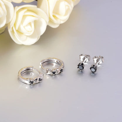 CiNily 14K White Gold Plated Small Hoop Earrings for Women Girls Heart Cubic Zirconia Hypoallergenic Earrings