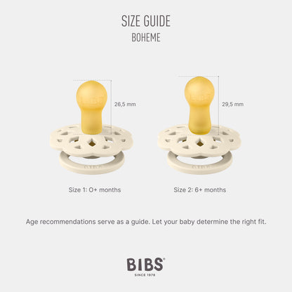 BIBS Pacifiers - Boheme Collection | BPA-Free Baby Pacifier | Made in Denmark | Set of 2 Ivory/Blossom Color Premium Soothers | Size 0-6 Months