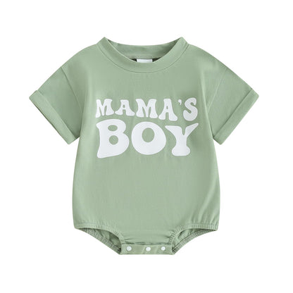 Newborn Infant Baby Boy Summer Outfit Mamas Boy Baby Clothes Boy Oversized Romper Shirts Short Sleeve Onesie