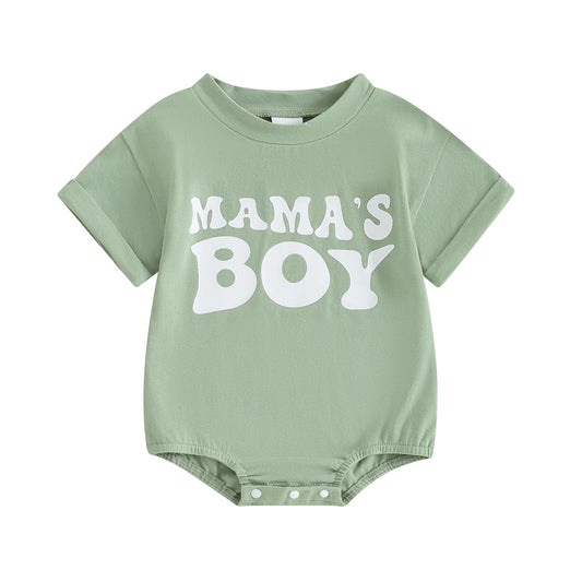 Newborn Infant Baby Boy Summer Outfit Mamas Boy Baby Clothes Boy Oversized Romper Shirts Short Sleeve Onesie
