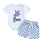 Toddler Baby Boy Summer Clothes Letter Short Sleeve T Shirt/Romper Casual Shorts Set Brother Matching Outfits