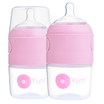 PopYum 9 oz Orange Anti-Colic Formula Making/Mixing/Dispenser Baby Bottle with #2 Medium Flow Nipple, 260 ml, BPA-Free, Natural Latch
