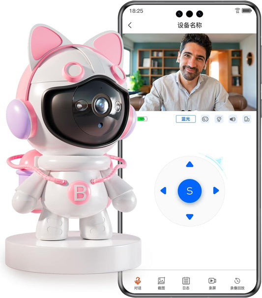 360° Indoor Security Camera,Cameras for Home Security,Ideal for Baby Monitor/Pet Camera/Home Security,Starlight Color Night Vision APP Control with 64G TF Card(Pink-A)