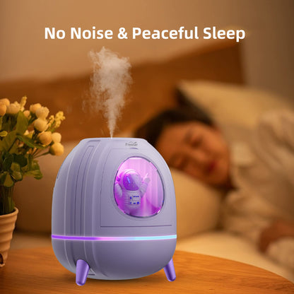 Mini USB Humidifier 220ml with LED Night Light, Small Cute Humidifier Bulit in Adorable Doll for Kids, Plant, Bedroom, Office, Desk, Babies Room, No Battery(Green-Huhu)