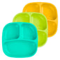 Re-Play Toddler Plates with Dividers - Deep-Walled 3 Compartments Divided Plates for Kids - Dishwasher & Microwave Safe - Made in USA - Set of 3-7.37" x 7.37" x 1.25" - Princess