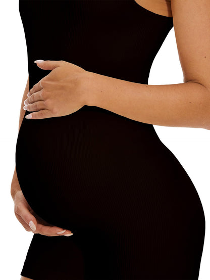 Maternity Workout Romper Pregnancy Yoga Ribbed One Piece Seamless Tank Top Jumpsuit