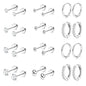 Jstyle Hypoallergenic Surgical Steel Earrings for Sensitive Ears 14K Gold Flat Back Earrings for Women Men Small Stainless Steel Earrings Flatback Stud Hoop Cartilage Earring Set for Multiple Piercing