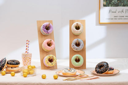 Aimto Donut Wall Stand Wooden Doughnut Display Stand Dessert Table Decoration for Party, Dessert Table,Birthday, Wedding, Baby Shower, Bridal Showers, Pack of 2（Bamboo）