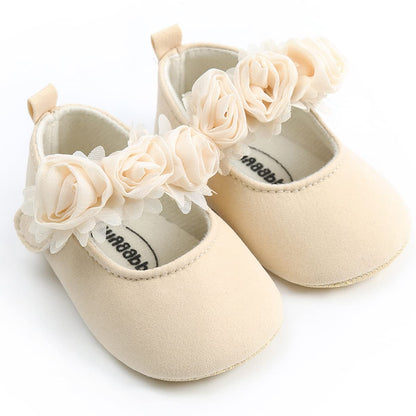 Baby Girls Mary Jane Flats with Bowknot Flowers Soft Newborn Infant First Walkers Crib Shoes Wedding Party Christmas Dress Shoes