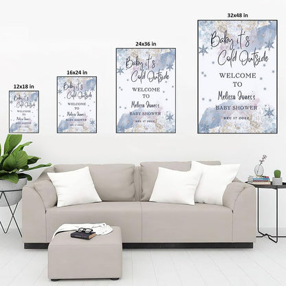 Personalized A Little Snowflake Is On The Way Welcome Sign, Pink, Girl, Winter Baby Shower Canvas