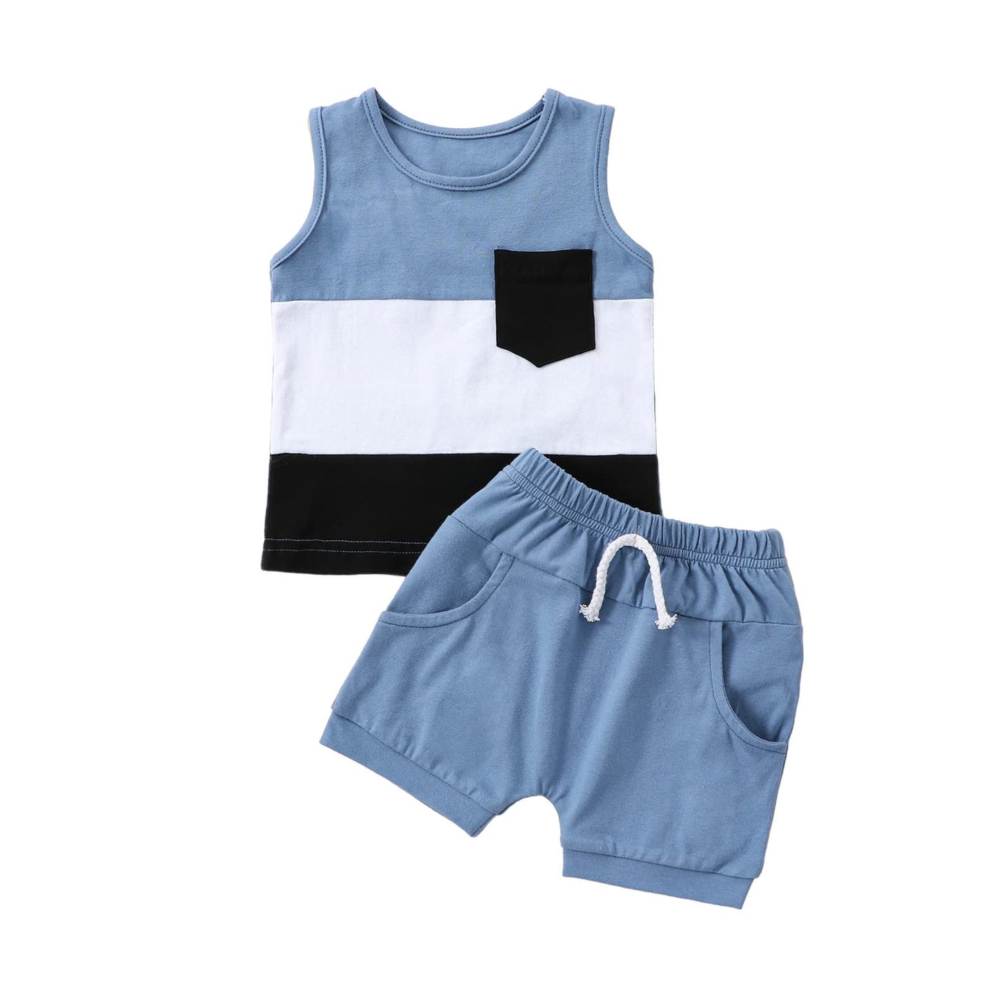 CIYCUIT 2Pcs Baby Boy Summer Clothes Infant Toddler Beach Outfits Sleeveless Tank Tops Shorts Set