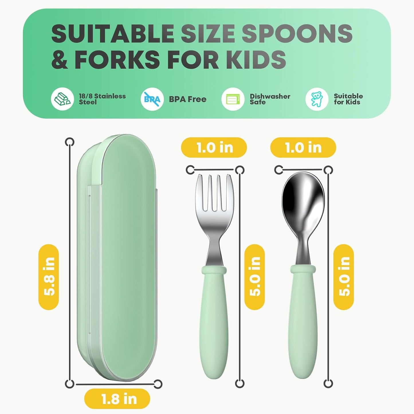 Toddler Utensils, Toddler Forks and Spoons, Baby Utensils Set with Storage Box for Self Feeding Safe, Dishwasher Safe (2 Set with Case)
