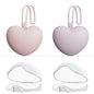 4pcs Pacifier Holder Case Set, 2pcs Silicone Portable Pacifier Pouch and 2pcs Transparent Pacifier Storage Container, Cute Heart Shape Pacifier Storage Case for Newborn Baby（Pink+Purple）