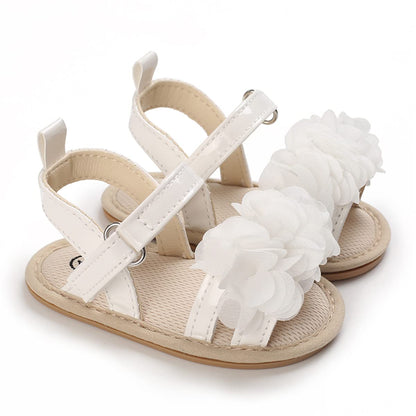 Timatego Infant Baby Girls Summer Sandals Anti-Slip Soft Sole with Flower Toddler First Walkers Crib Dress Shoes