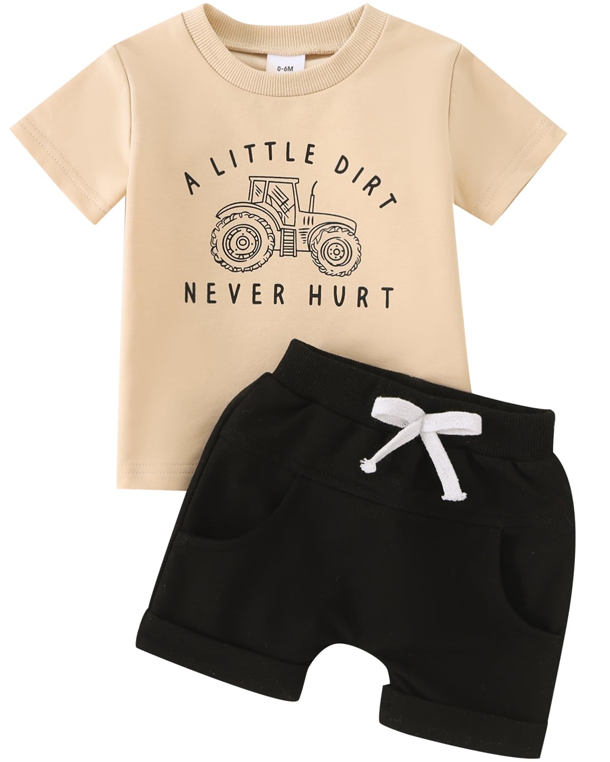 Yvowming Toddler Baby Boy Clothes Kids Summer Truck Print T Shirt Short Set with Pockets 0-4T