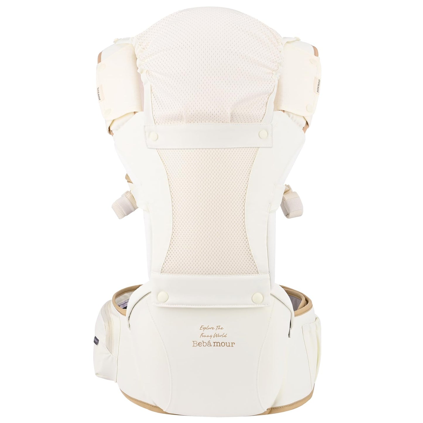 Bebamour Baby Carrier Newborn to Toddler-2 in 1 Hip Seat & Carrier Front and Back Carry with Head Hood & 3 Pieces Teething Pads& Waist Extenders & Storage Bag 0-36 Months (Green)