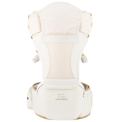 Bebamour Baby Carrier Newborn to Toddler-2 in 1 Hip Seat & Carrier Front and Back Carry with Head Hood & 3 Pieces Teething Pads& Waist Extenders & Storage Bag 0-36 Months (Green)