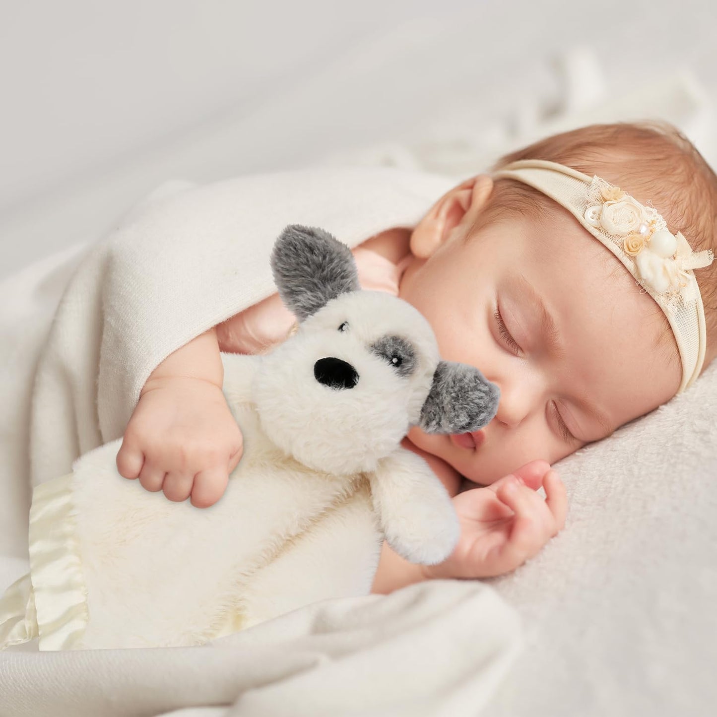 Bear Security Blanket Soft Baby Lovey Fluffy Blanket Unisex Lovie Snuggle Toy Baby Bear Stuffed Gift for Newborn, Boys and Girls, 13.5 Inch