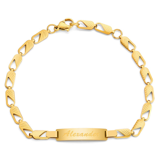 Tina&Co Personalized Baby Name Bracelet Customized 18K Gold Plated for NewBorn to Children Girl Boy Birthday Baby Shower Gift Personalized Gift 2313B (Style 1)