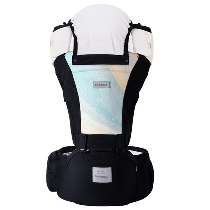 Bebamour Baby Carrier Newborn to Toddler-2 in 1 Hip Seat & Carrier Front and Back Carry with Head Hood & 3 Pieces Teething Pads& Waist Extenders & Storage Bag 0-36 Months (Green)