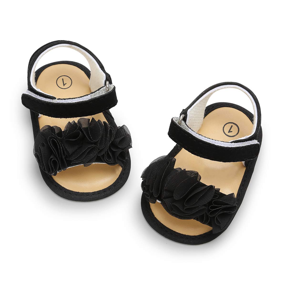 GDSDYM Infant Baby Girls Summer Sandals with Flower Bowknot Soft Sole Wedding Dress Flats Newborn First Walkers Crib Dress Shoes