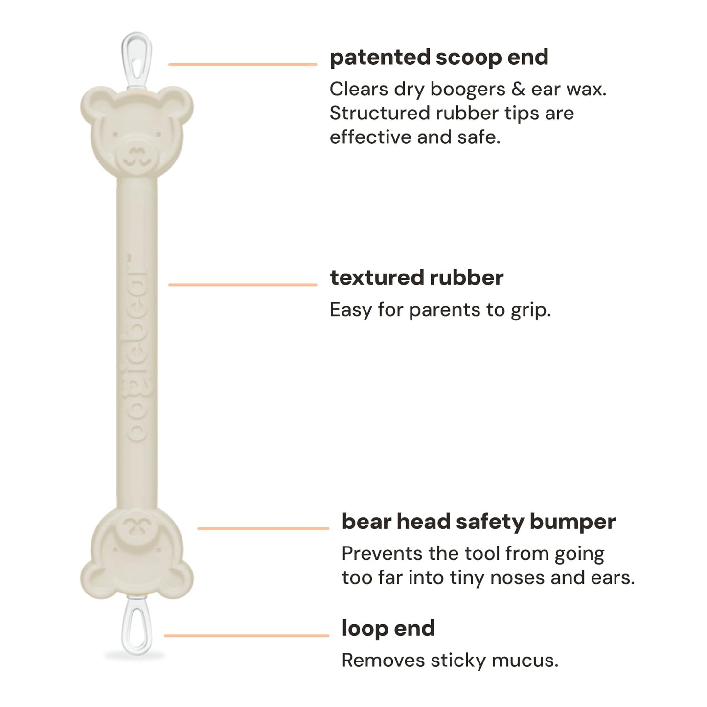 oogiebear BearPair Silicone Bulb Baby Nasal Aspirator and Ear & Nose Syringe, Safely Sucks Snot and Removes Mucus, Cleanable and Reusable, Grey