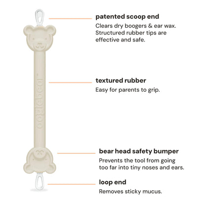 oogiebear BearPair Silicone Bulb Baby Nasal Aspirator and Ear & Nose Syringe, Safely Sucks Snot and Removes Mucus, Cleanable and Reusable, Grey