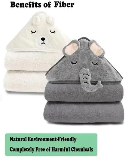 URSEORY 2 Pack Hooded Baby Towels, Premium Soft Bath Towel for Babies, Newborn, Infant and Toddler, Ultra Absorbent, Natural Baby Stuff Towel with Hood for Boy and Girl (Elephant, Bird)