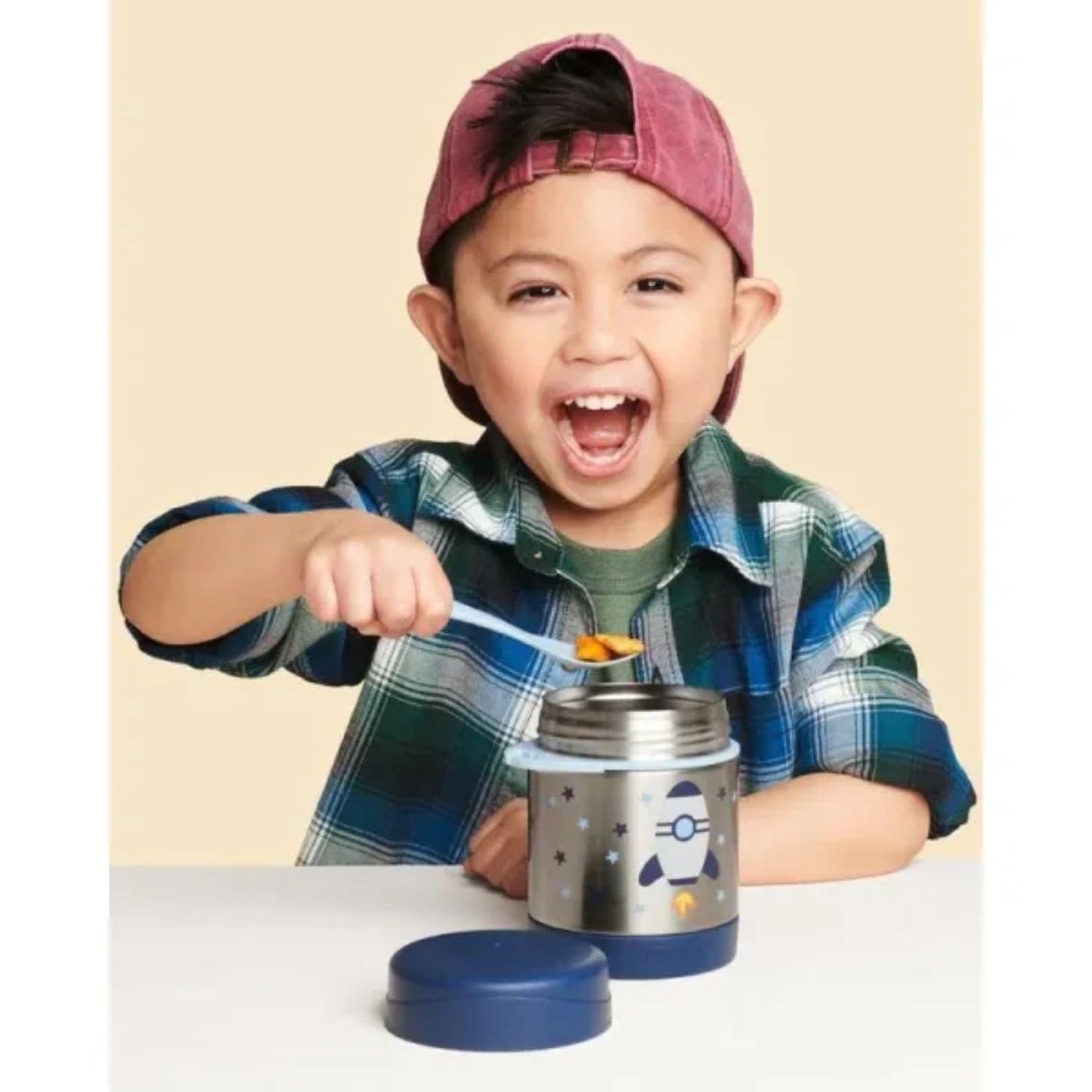 Skip Hop Insulated Baby Food Jar, Sparks Rocket, Stainless Steel, Holds 11oz