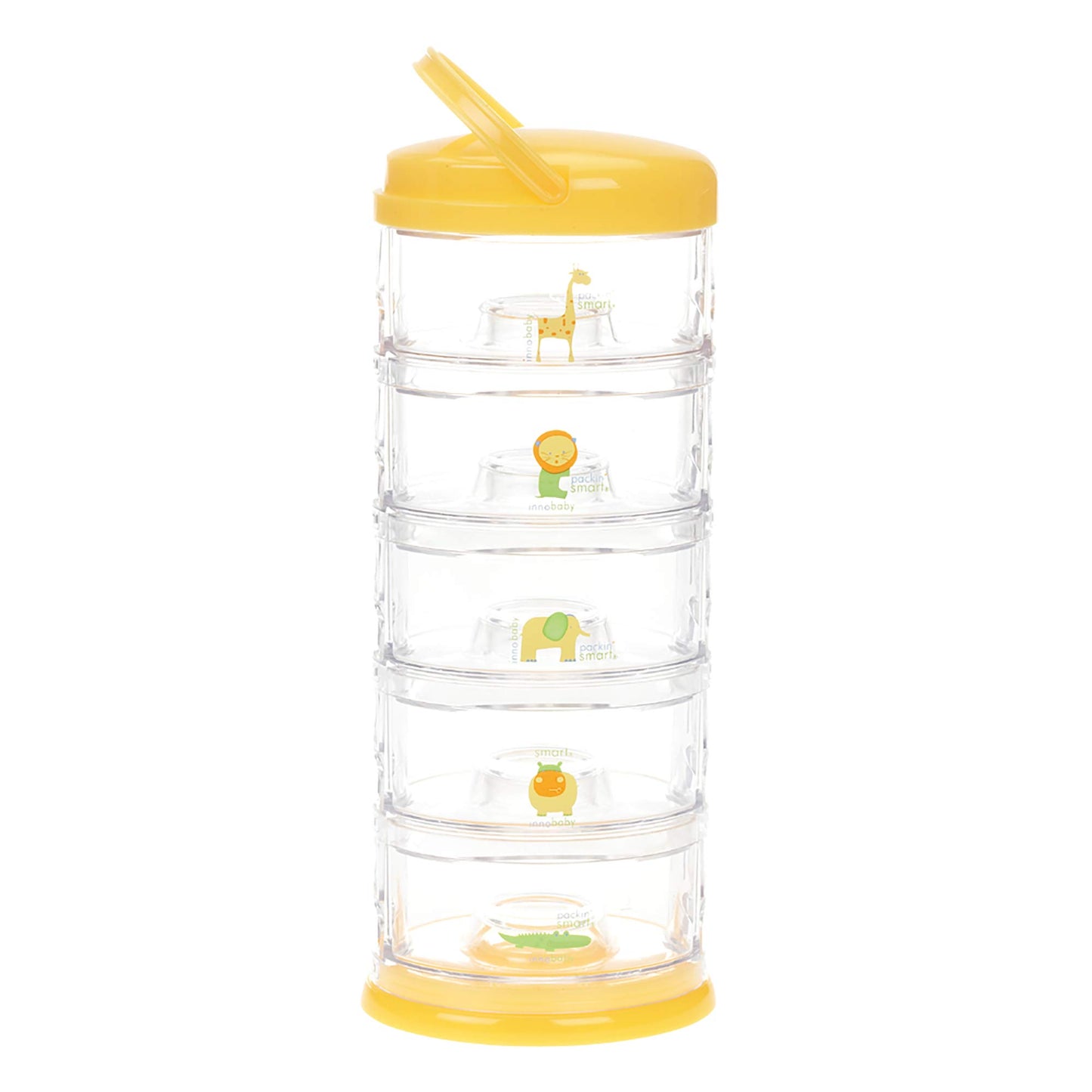 Innobaby Packin' Smart Stackable and Portable Storage System for Formula, Baby Snacks and More. 5 Stackable Cups in Lime Sorbet. BPA Free.
