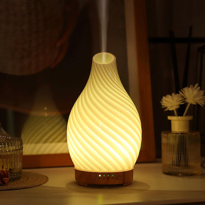 Essential Oil Diffuser Hand Blown Glass Aromatherapy Diffuser - Ultrasonic Cool Mist Scent Aroma Diffuser, Whisper Quiet with Auto Shut-Off, Timer Setting &7 Colors Night Light for Home