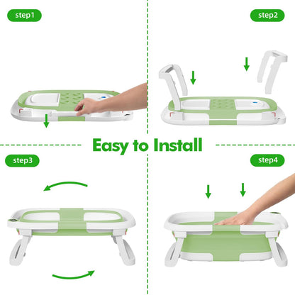 Collapsible Baby Bathtub,Baby Bath Tub with Soft Cushion & Thermometer,Baby Bathtub Newborn to Toddler 0-36 Months,Portable Travel Baby Tub
