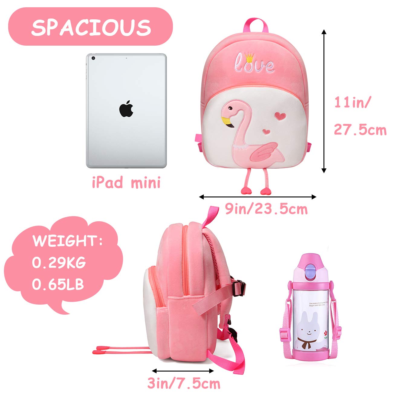 VASCHY Toddler Backpack, Baby Boys and Girls Cute Plush Animal Small Daycare Backpack for Baby Little Kids Yellow Cat