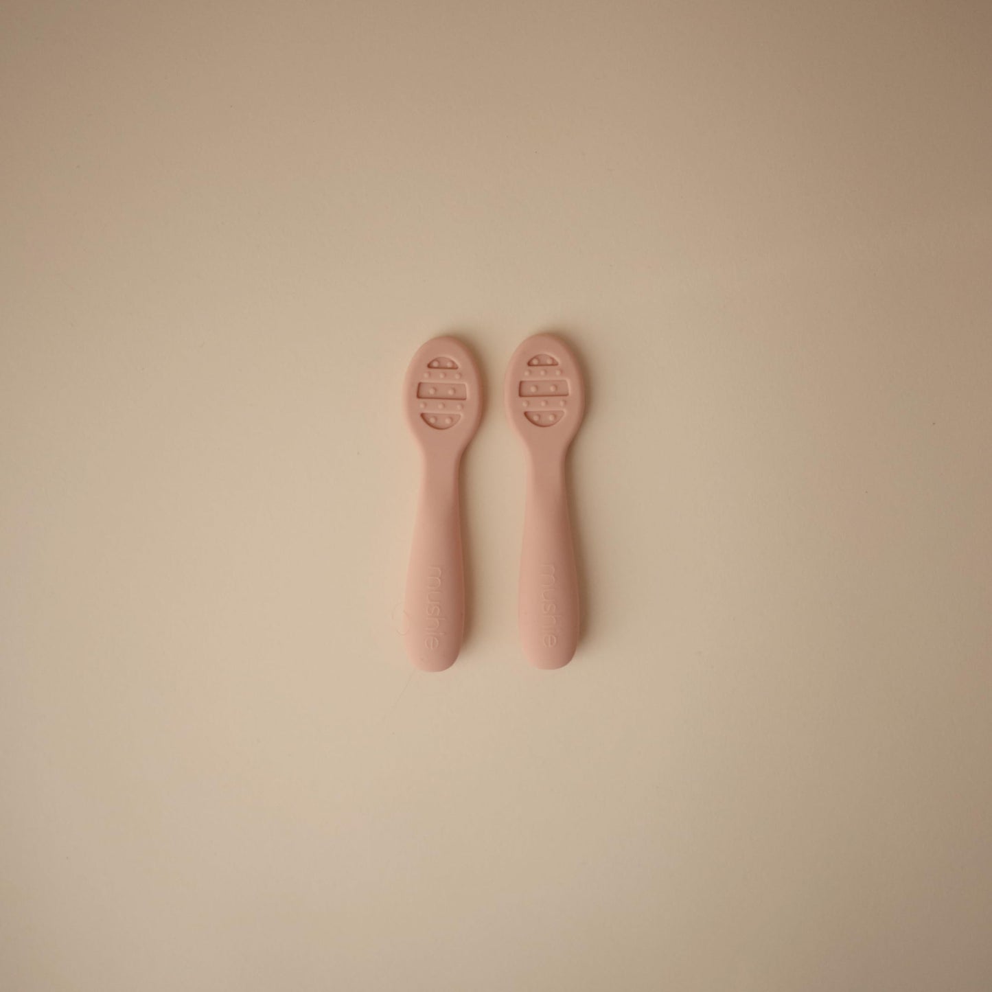 mushie Silicone First Feeding Baby Spoons | 2 Pack (Tradewinds/Shifting Sand)
