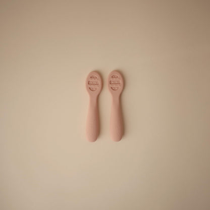mushie Silicone First Feeding Baby Spoons | 2 Pack (Tradewinds/Shifting Sand)
