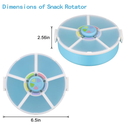 Kids Snack Rotator Container Reusable Snack Box with 5 Compartment Dispenser and Lid, Color Matching Opening Lid, BPA and PVC Free, for Toddlers, Babies, Home, School, Travel (1 Pack- Pink)