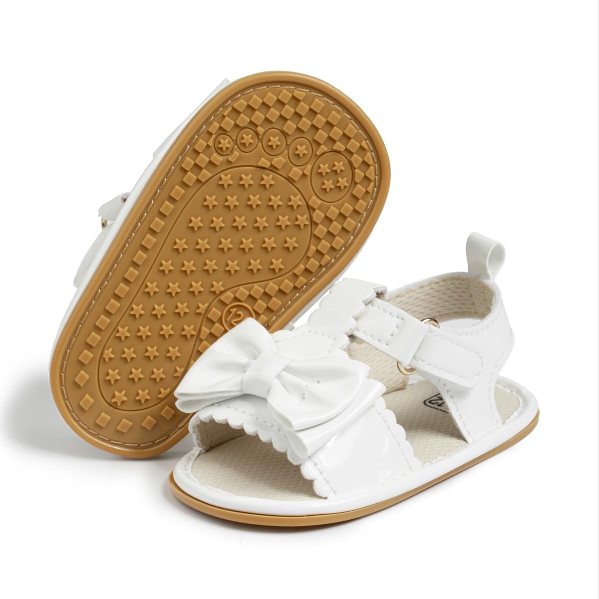 Babelvit Infant Baby Girl Boy Sandals Comfort Premium Summer Outdoor Casual Beach Shoes with Flower Bowknot Anti Slip Rubber Sole Newborn Toddler Prewalker First Walking Shoes