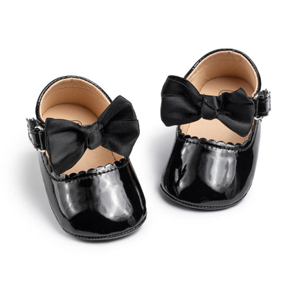 Baby Girl Mary Jane Flats Dress Shoes - Infant Newborn Shoes Anti-Slip Soft PU Leather Party School Wedding Princess Baby Girl Shoes 0-18M