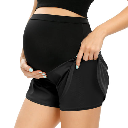 POSHGLAM Women‘s Maternity Shorts Over Belly Workout Running Casual Summer Pregnancy Shorts
