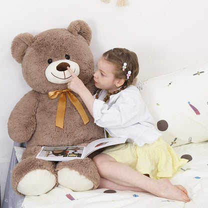 Tezituor 59" Gaint Teddy Bear Stuffed Animal,5ft Life Size Big Teddy Bears,Light Brown Cute Soft Plush Toy,Gifts for Kids Girls Boys Girlfriend Valentine,Christmas,Birthday,Baby Shower,Wedding Party