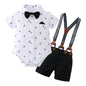 YUEMION Infant Baby Boy Clothes Gentleman Outfits Suits Summer Short Sleeve Bowtie Bodysuit Shirts + Suspender Shorts(0-24M)