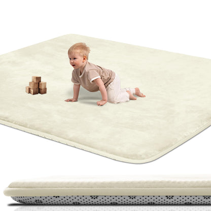 Thick Baby Play Mat for Floor,50 x 50 Playpen Mat,Tummy Time Foam Mat,Ultra Soft Support & Plush Feel,Easy Care with Non-Slip Cushioned for Infant,Kids and Toddler Crawling,Beige